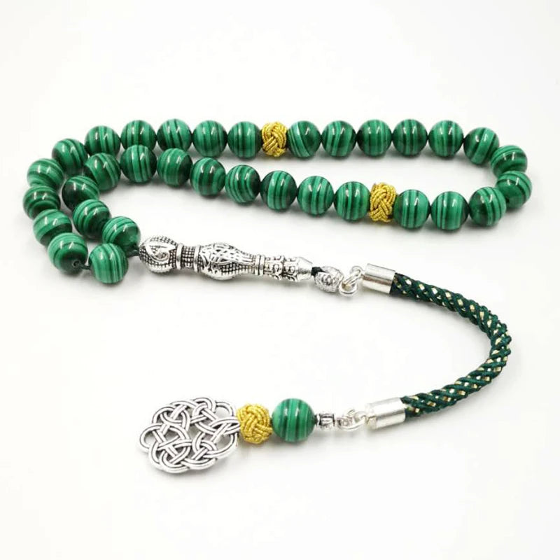 100% Natural Malachite Tasbih beads bracelets Green Malachite Grade rosary Muslim