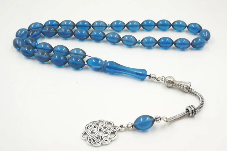 Blue Tasbih Resin Beads Metal tassel Special color Islam bracelet blue  Muslim rosary