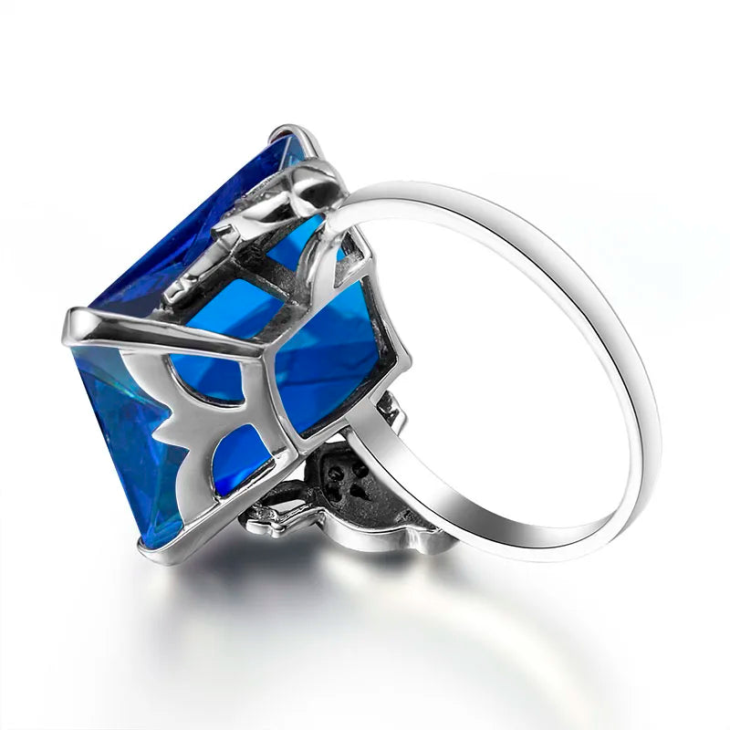 Fashion  925 Silver Real Blue Stones Crystal