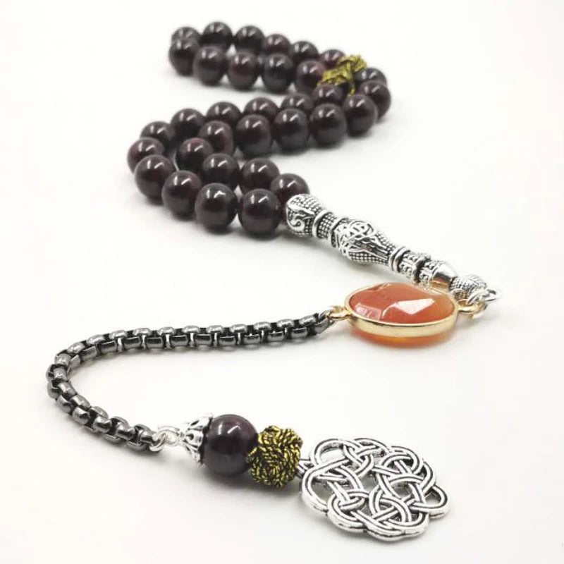 Natural garnet Tasbih with red agates stone bracelets accessories Tarbons tassel Islam misbaha New gift for everyone