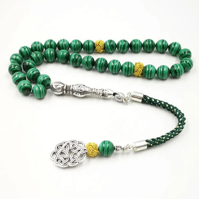 100% Natural Malachite Tasbih beads bracelets Green Malachite Grade rosary Muslim