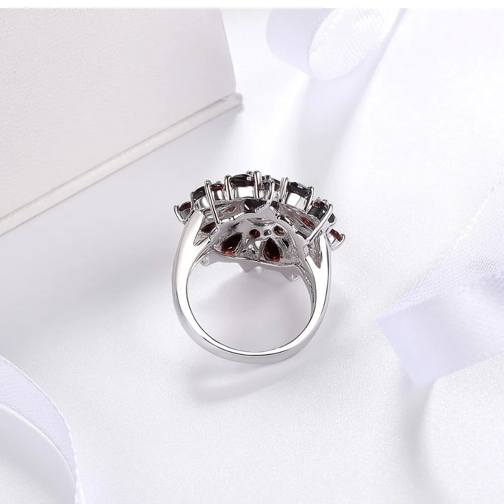 Silver Garnet Ring 925 Jewelry Gemstone 7.54ct Natural