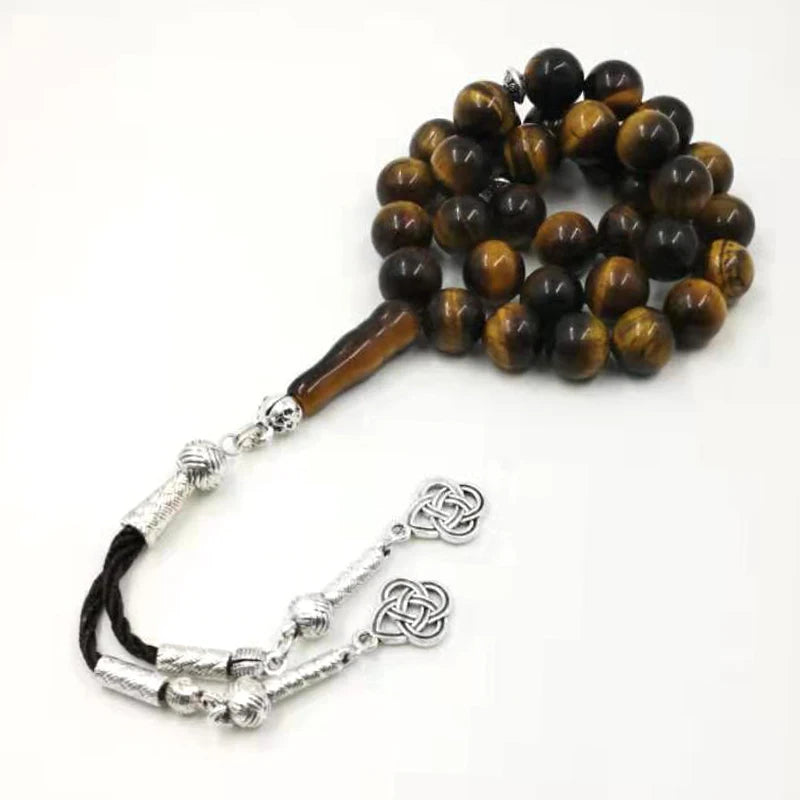 Natural Tiger eye stone tasbih Muslim man misbaha prayer beads bracelet 33 45 51 66 99 100beads Arabic fashion Rosary