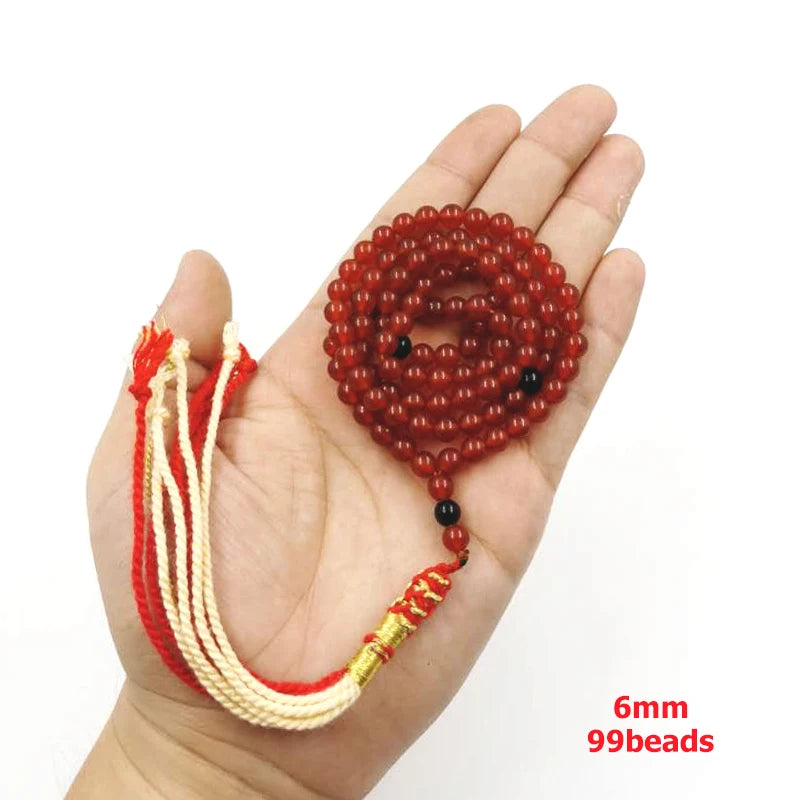 Tasbih Natural Red agate stone beads cotton tassel pocket prayer beads Muslim bracelet arab fashion gift islamic Rosary