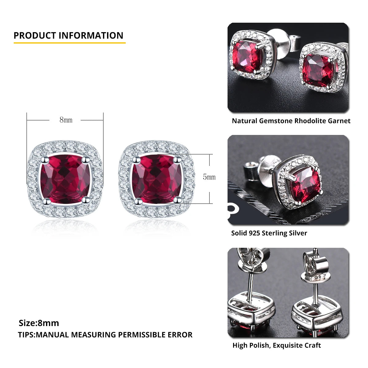 Hutang Rhodolite Garnet Solid 925 Sterling Silver Fine Simple Vintage Women Jewelry