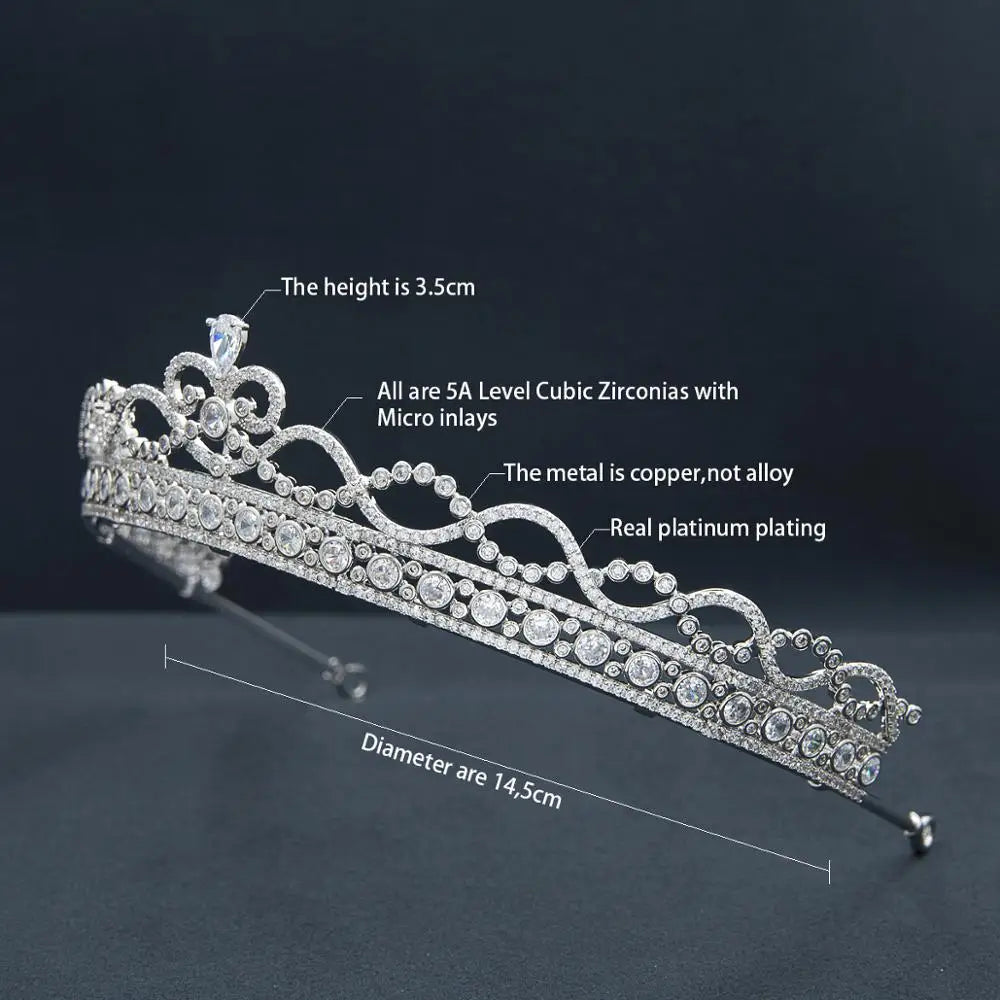 Luxury  Zirconia Crown Accessories Princess  Crystal Queens