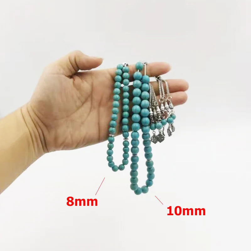 Tasbih Blue Turquois stone misbaha muslim bracelet arabic wholesale gifts accessoires on hand Hot selling Rosary beads