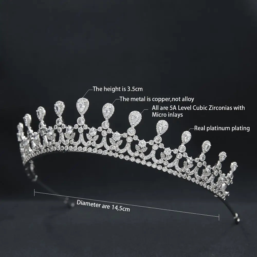 Zirconia Royal Crystal Princess Crown  Hair Jewelry