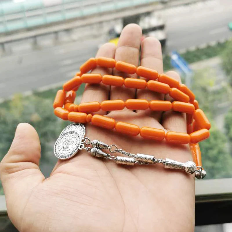 Orange Resin Tasbih misbaha beads islamic gift Muslim rosary turkey fashion bracelet Jewelry Accessories on hand