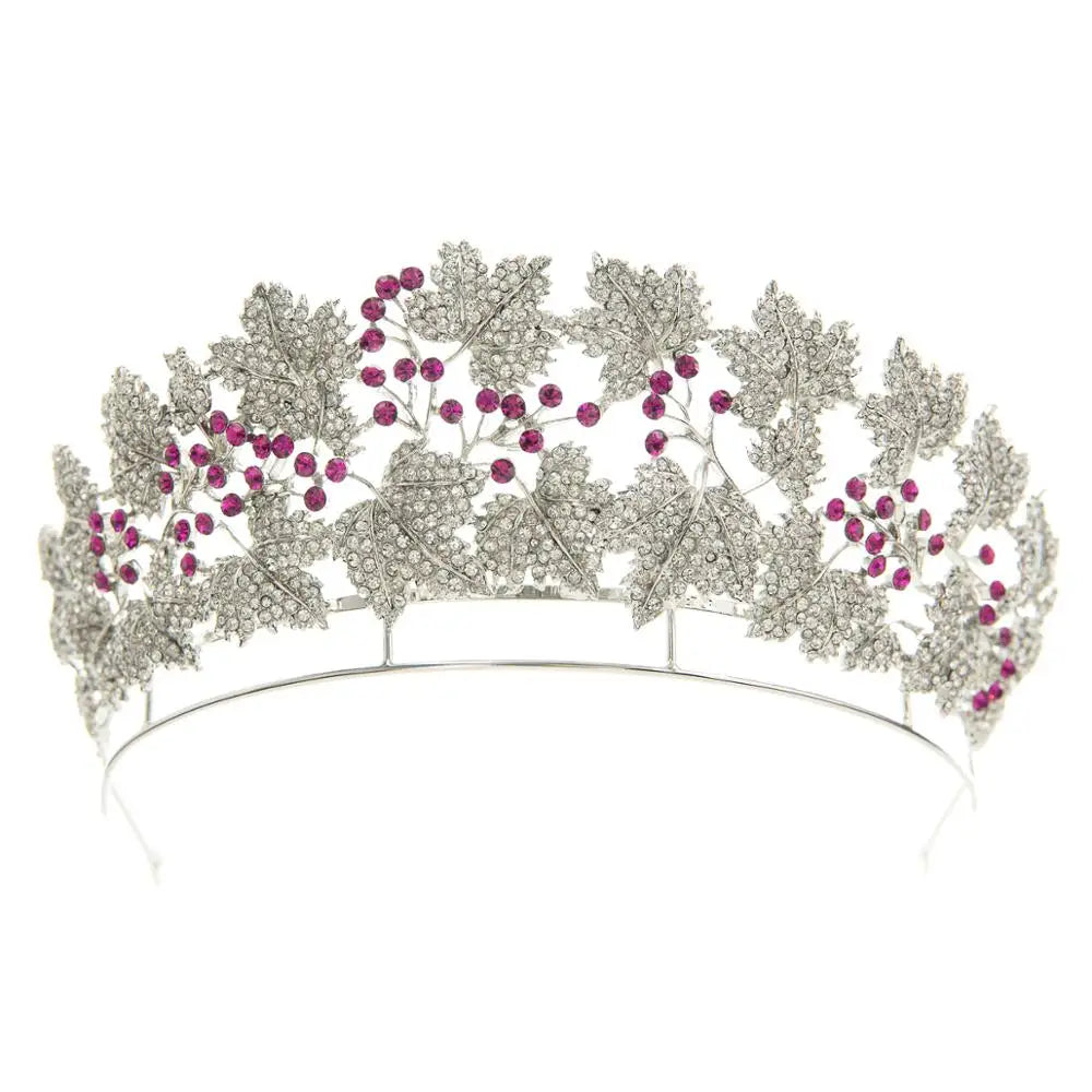 Classic Rhinestone Silver Leaf Hair Accessories Crystal Crown   Princess