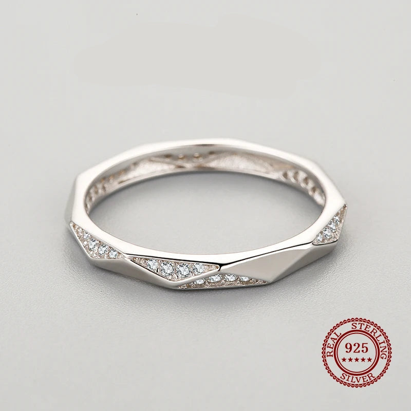 Silver Design Rings Clear Zircon