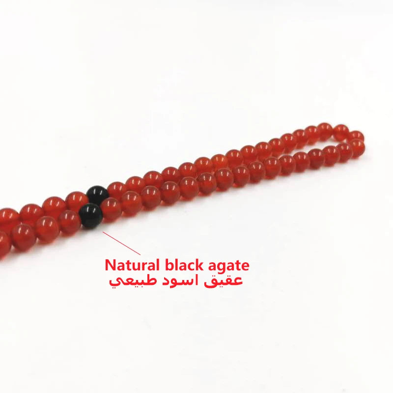 Tasbih Natural Red agate stone beads cotton tassel pocket prayer beads Muslim bracelet arab fashion gift islamic Rosary