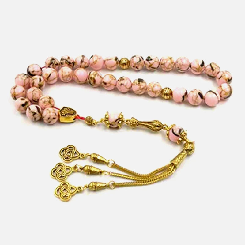 Tasbih pink stone with shell Muslim Rosary bead misbaha islamic Eid Gift  arabic fashion product bracelets turkish jewelry