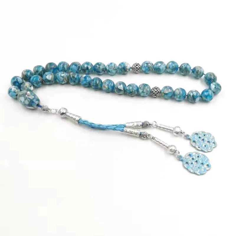 Blue seashell Tasbih muslim prayer beads Kazaz Tassel rosary bead Eid gift islamic arab bracelet misbaha turkish jewelry