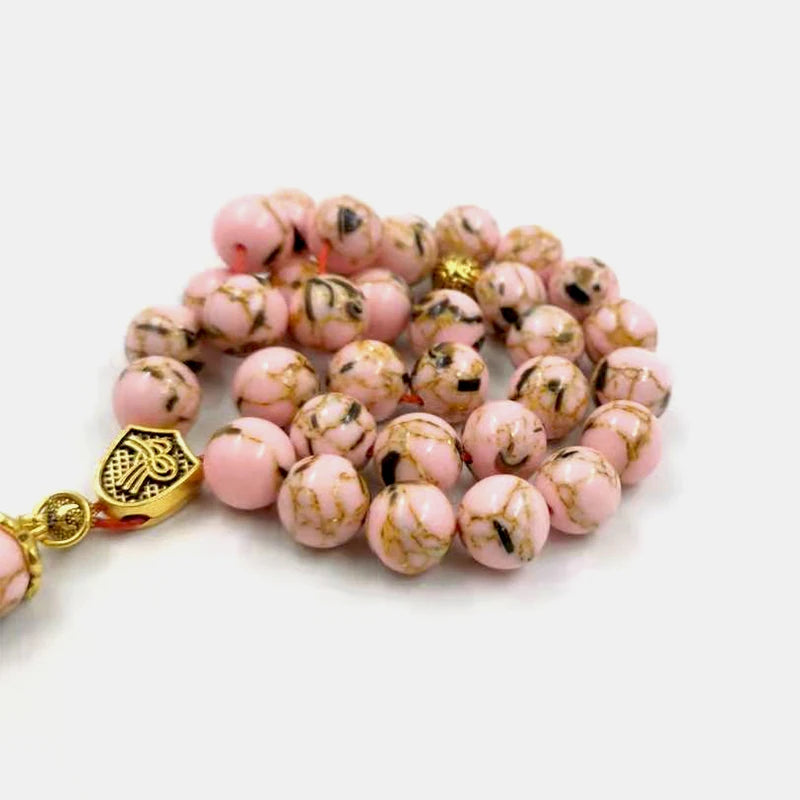 Tasbih pink stone with shell Muslim Rosary bead misbaha islamic Eid Gift  arabic fashion product bracelets turkish jewelry