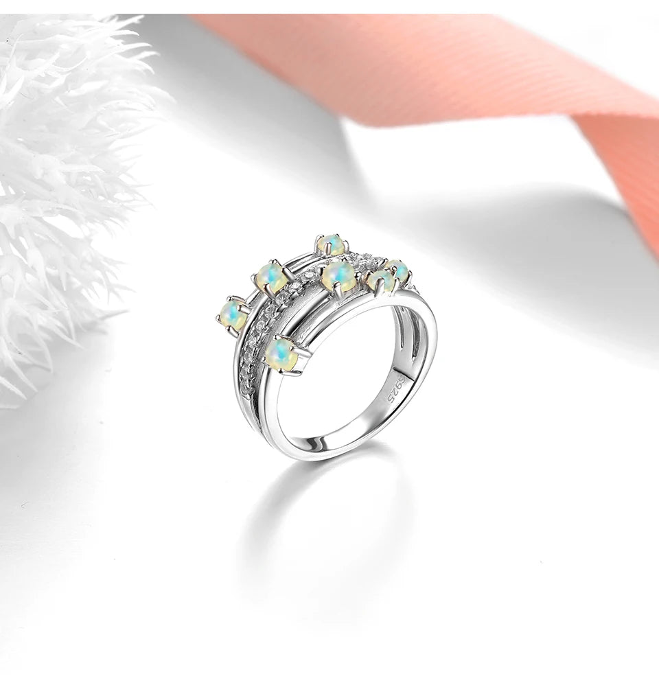 Natural Opal 925 Silver Ring for Women 0.87 Carat Opal S925 Silver Classic Design