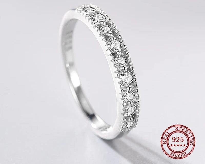 Real 925 Sterling Silver Clear Zircon