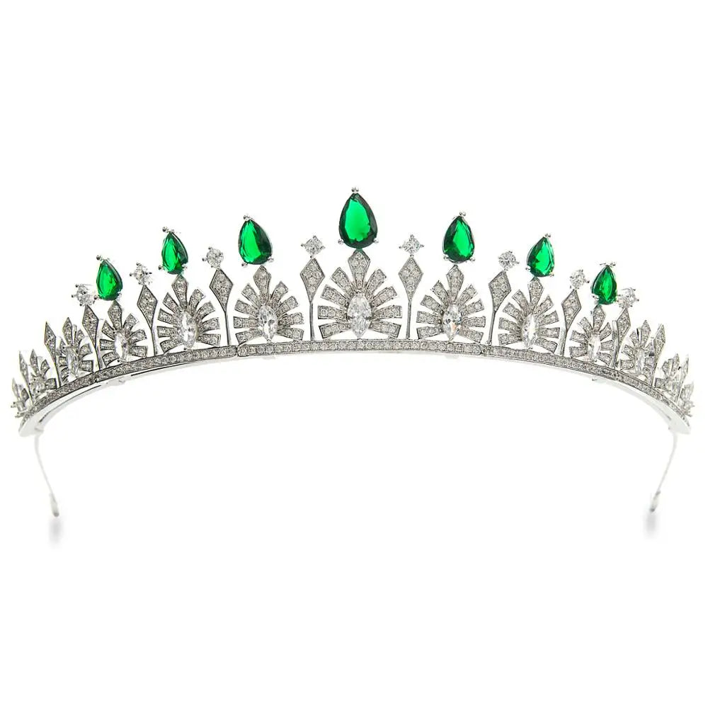 Classic Green Zirconia Luxury  Zirconia Crown Accessories Princess  Crystal Queens