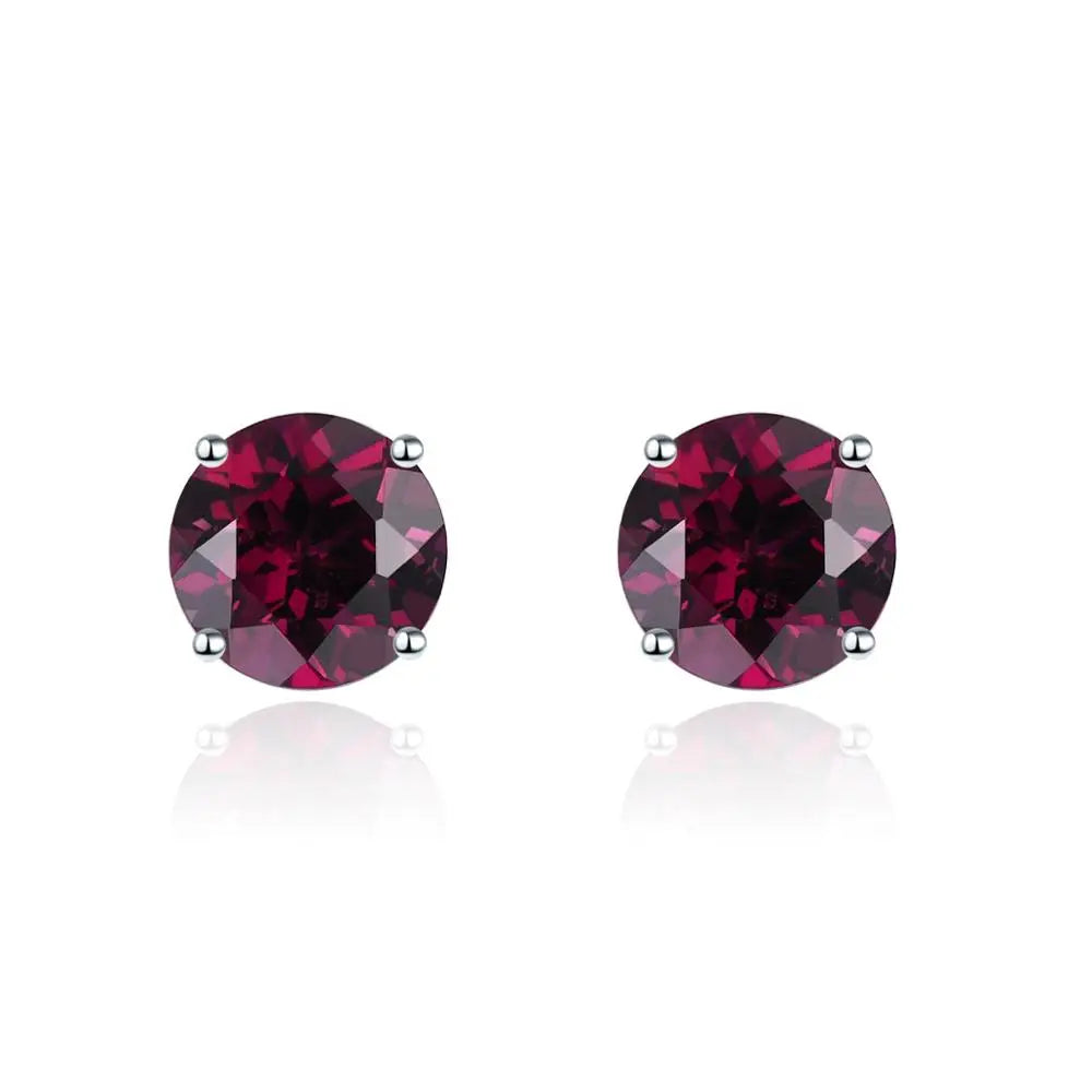 925 Silver Stud Earrings Genuine Red