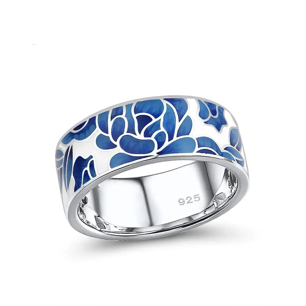 925 Sterling Silver Blue Flower  Jewelry