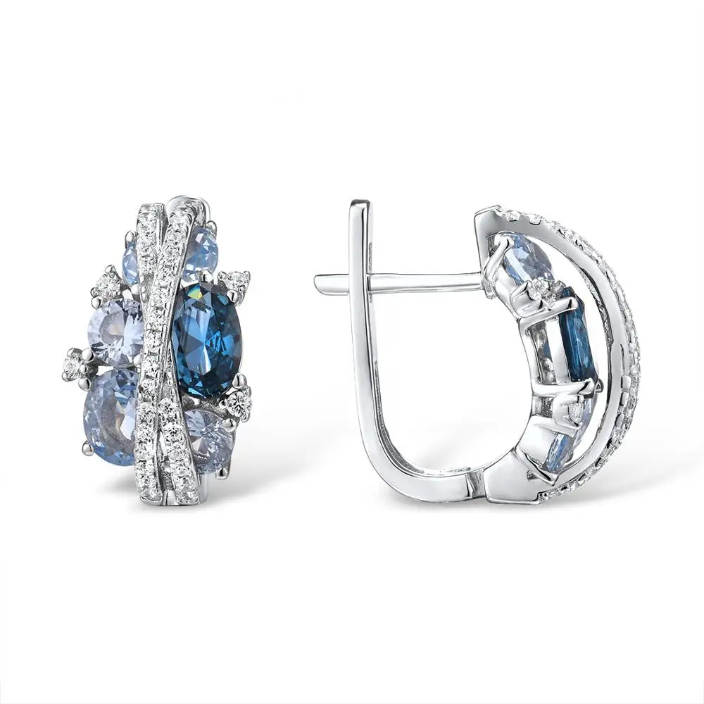 925 Sterling Silver Shimmering Blue Cubic Zirconia Glamorous Jewelry