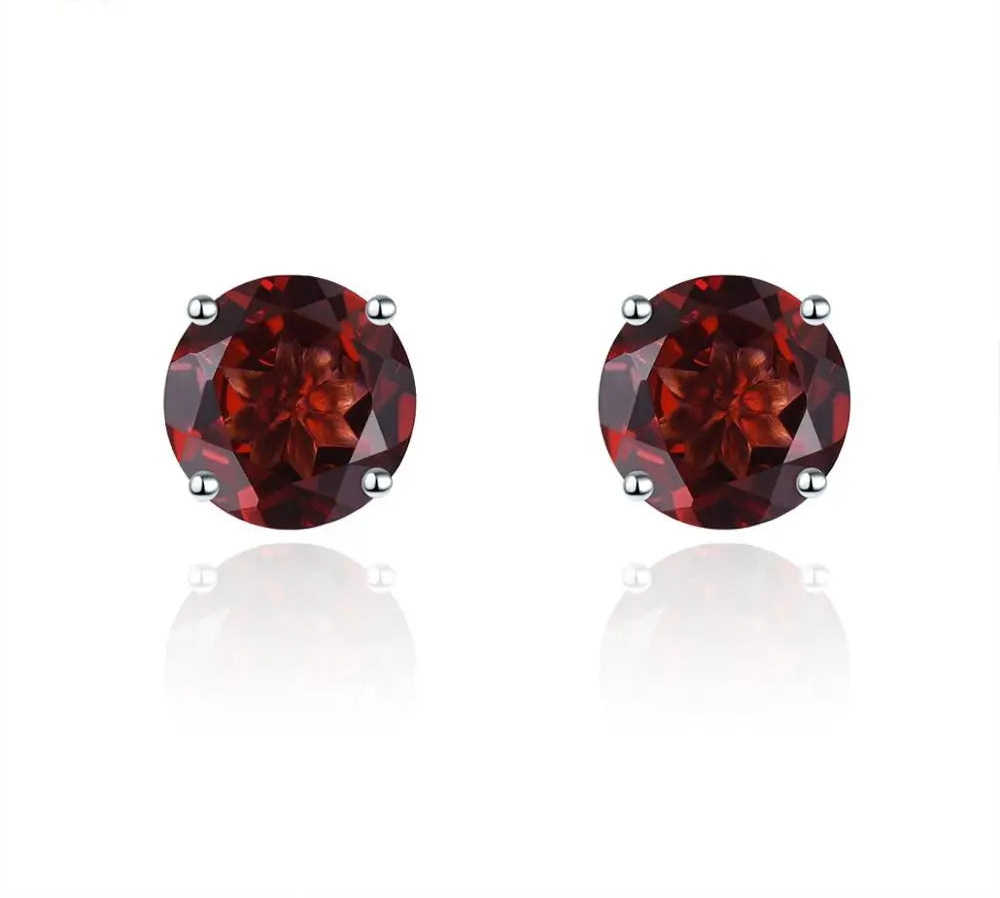 925 Silver Stud Earrings Genuine Red