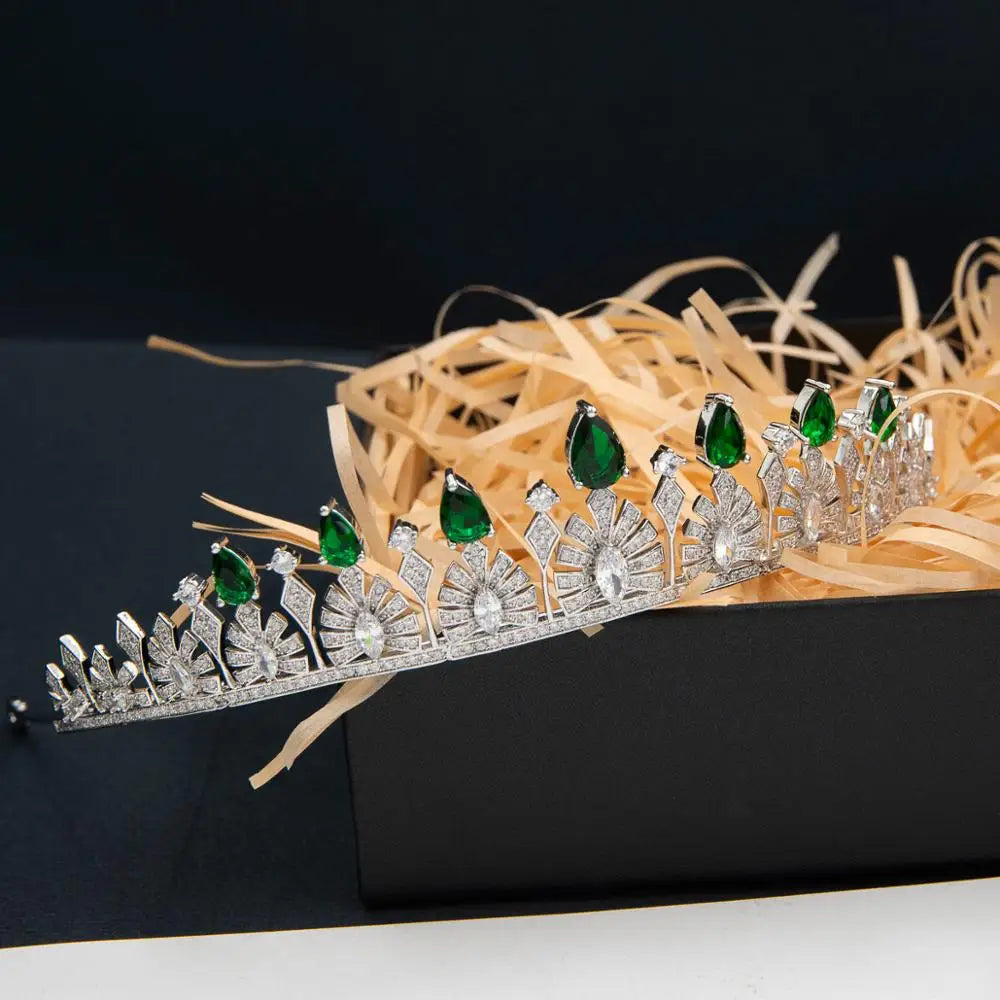 Classic Green Zirconia Luxury  Zirconia Crown Accessories Princess  Crystal Queens