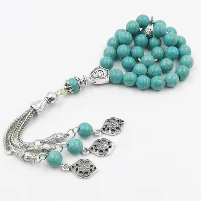 Tasbih Blue Turquois stone misbaha muslim bracelet arabic wholesale gifts accessoires on hand Hot selling Rosary beads