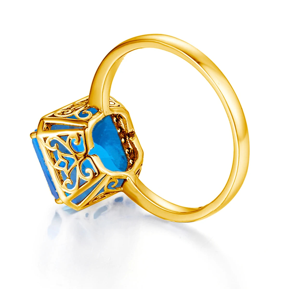 Blue Topaz Gold Ring 18K Gemstone Rings For Women With Diamonds Jewelry