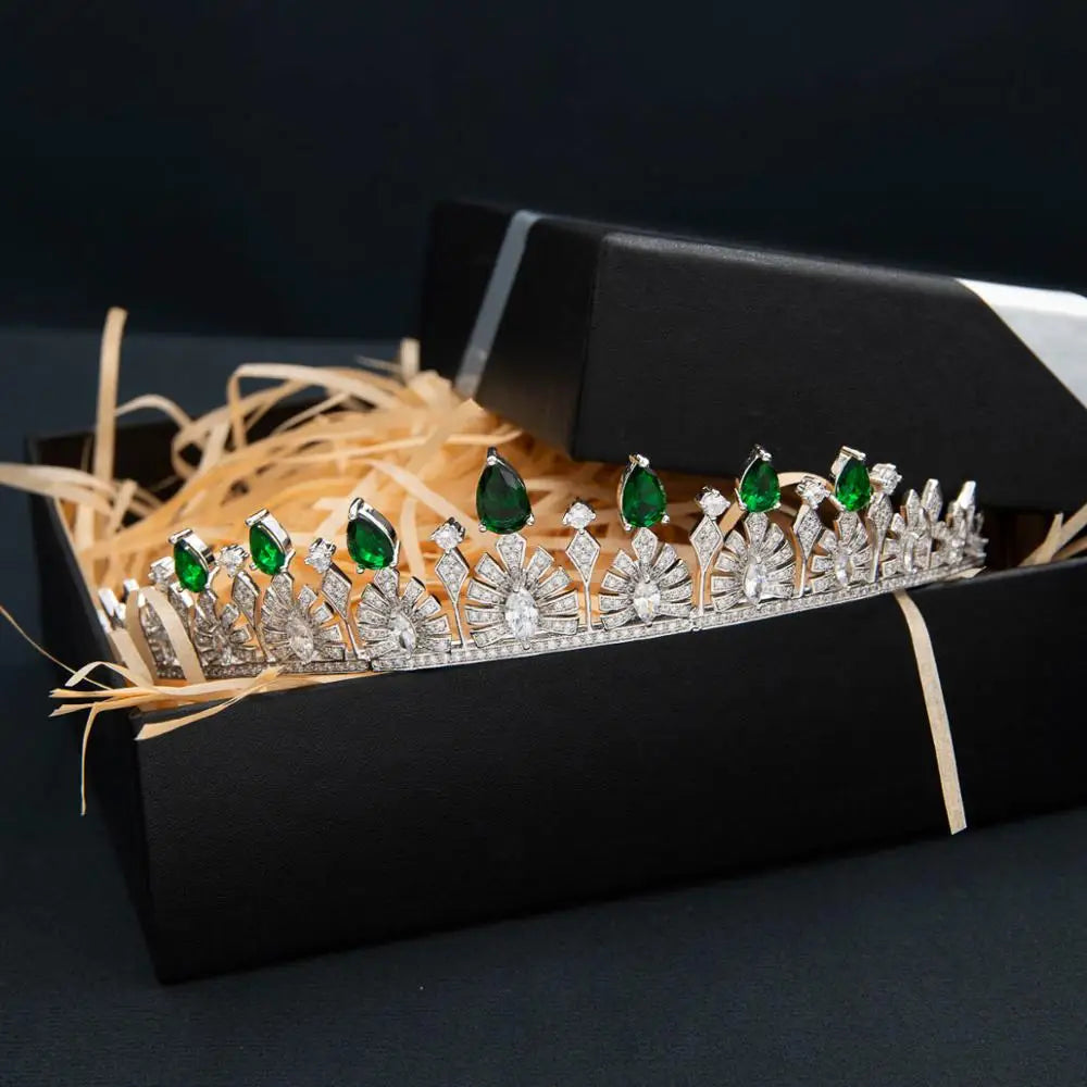 Classic Green Zirconia Luxury  Zirconia Crown Accessories Princess  Crystal Queens