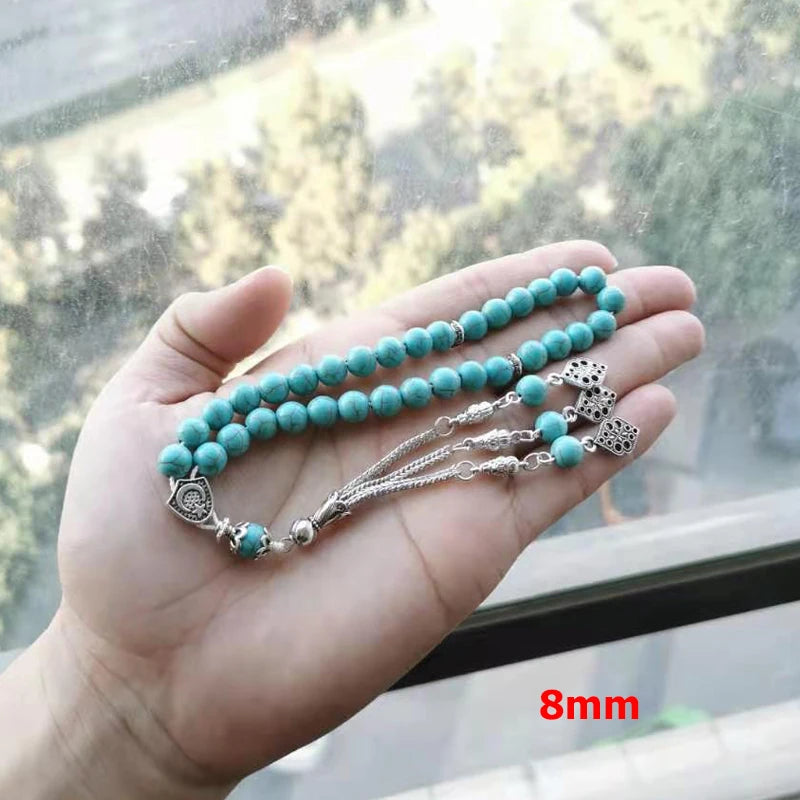 Tasbih Blue turquois stone Turkish jewelry  misbaha muslim Rosary beads