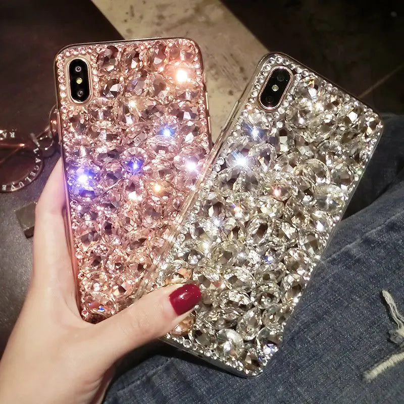 Luxury Glitter Diamond Rhinestone Phone Case For iPhone 15 14 13 12 11 Pro Max X Xs XR 7 8 Plus SE2022 Silicone Bling Cover