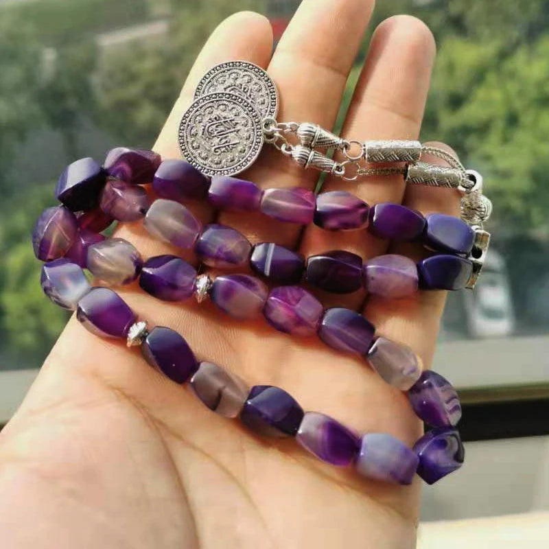 Tasbih Natural Purple Agates stone Turkish jewelry Islamic misbaha