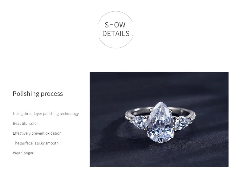 Luxury  925 Sterling Silver Clear Zirconia