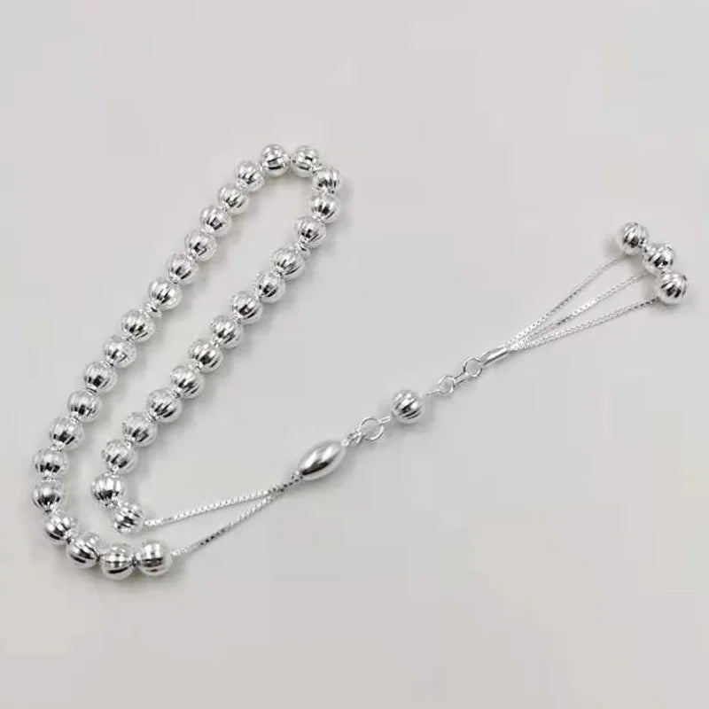 100% Real 925 sterling silvers Tasbih pure silvers Rosary beads Muslim bracelet islamic Ramadan Eid gift turky Jewelry