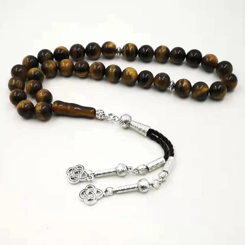 Natural Tiger eye stone tasbih Muslim man misbaha prayer beads bracelet 33 45 51 66 99 100beads Arabic fashion Rosary