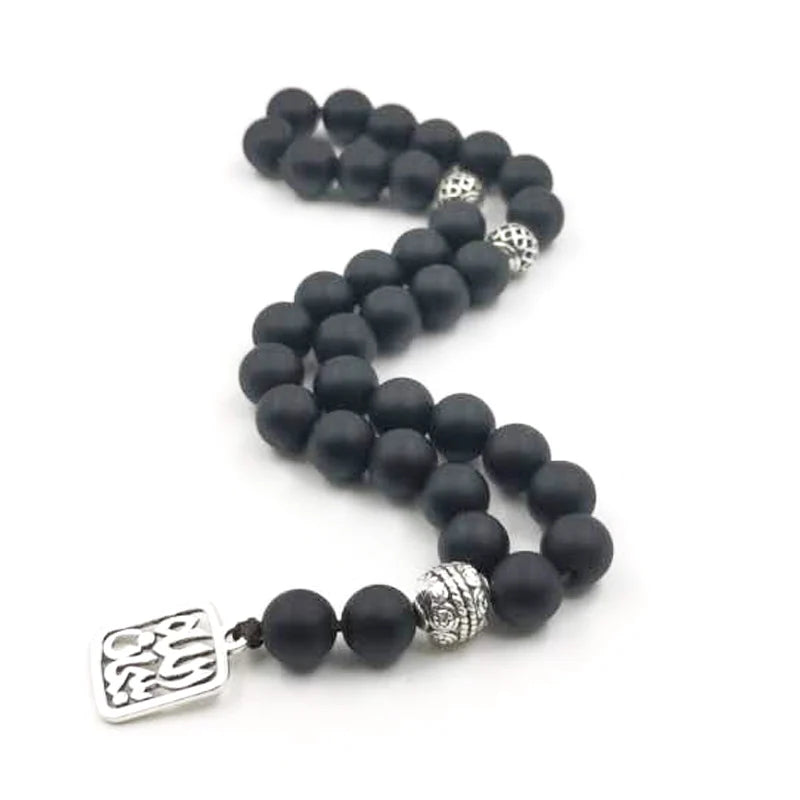 Frosted agates Tasbih New style Black stone Muslim prayer beads Rosary Islamic