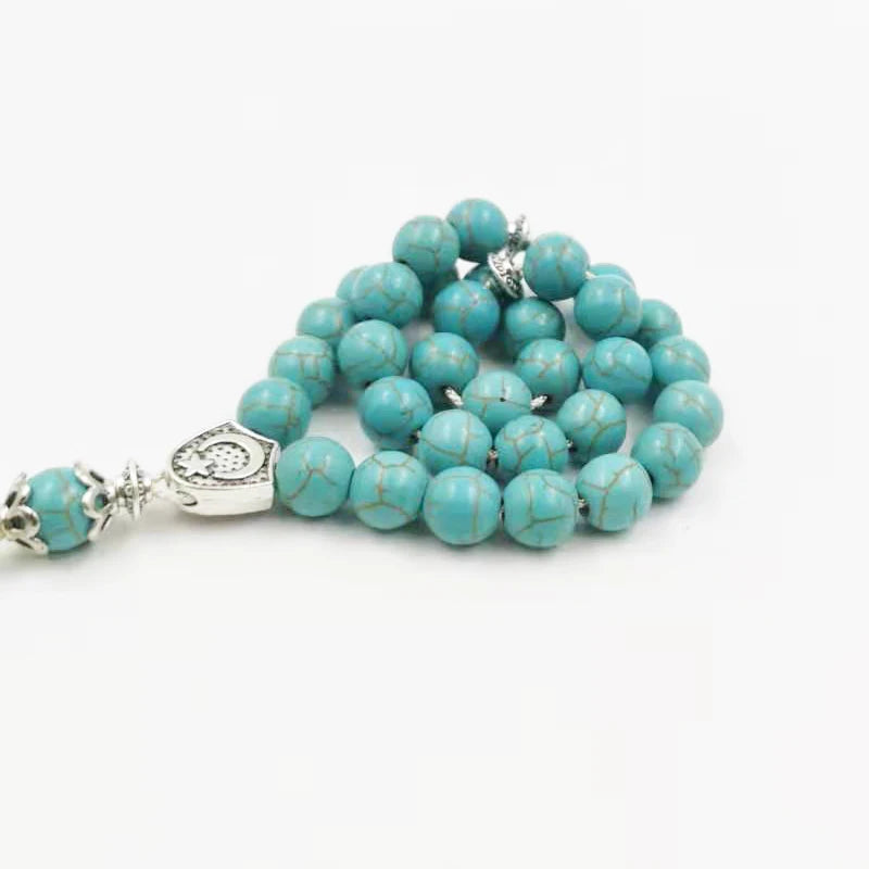 Tasbih Blue Turquois stone misbaha muslim bracelet arabic wholesale gifts accessoires on hand Hot selling Rosary beads