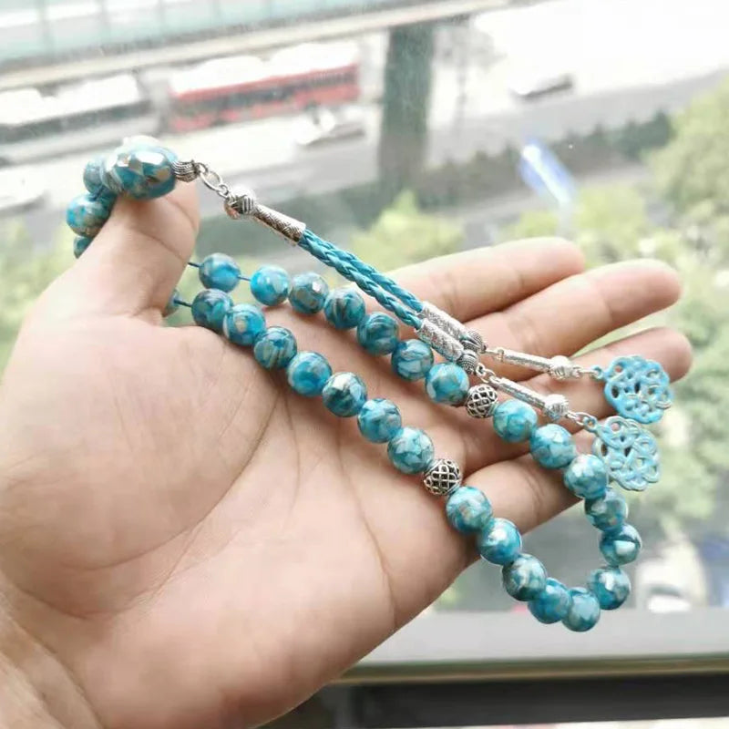 Blue seashell Tasbih muslim prayer beads Kazaz Tassel rosary bead Eid gift islamic arab bracelet misbaha turkish jewelry