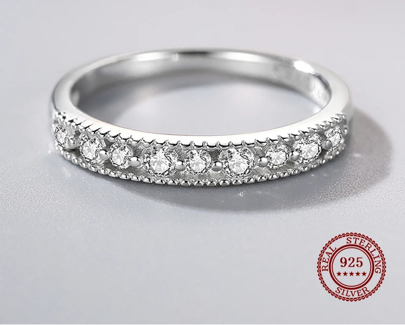 Real 925 Sterling Silver Clear Zircon