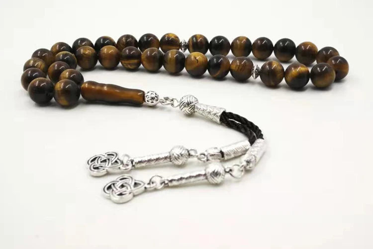 Natural Tiger eye stone tasbih Muslim man misbaha prayer beads bracelet 33 45 51 66 99 100beads Arabic fashion Rosary