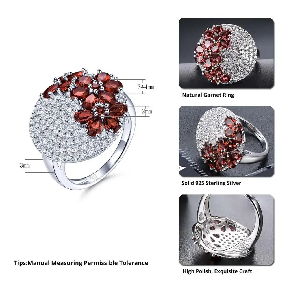 Natural Red Garnet  2.85 Carats 925 Silver  Wedding Engagement Unique Special