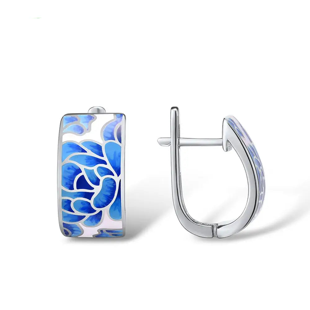 925 Sterling Silver Blue Flower  Jewelry