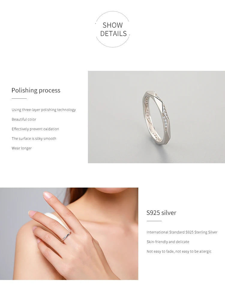 Silver Design Rings Clear Zircon