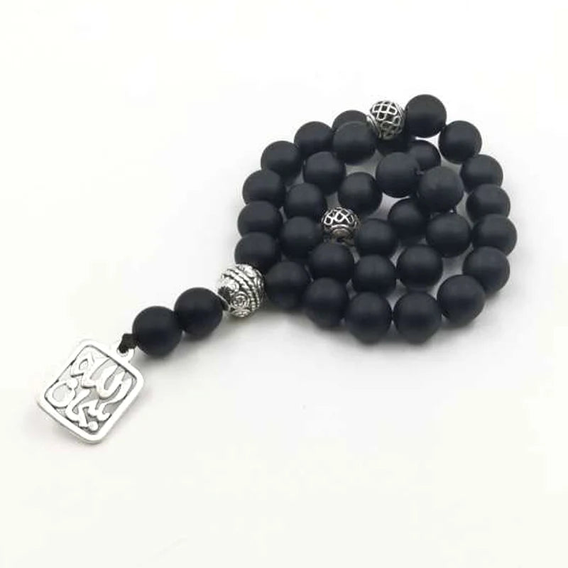 Frosted agates Tasbih New style Black stone Muslim prayer beads Rosary Islamic