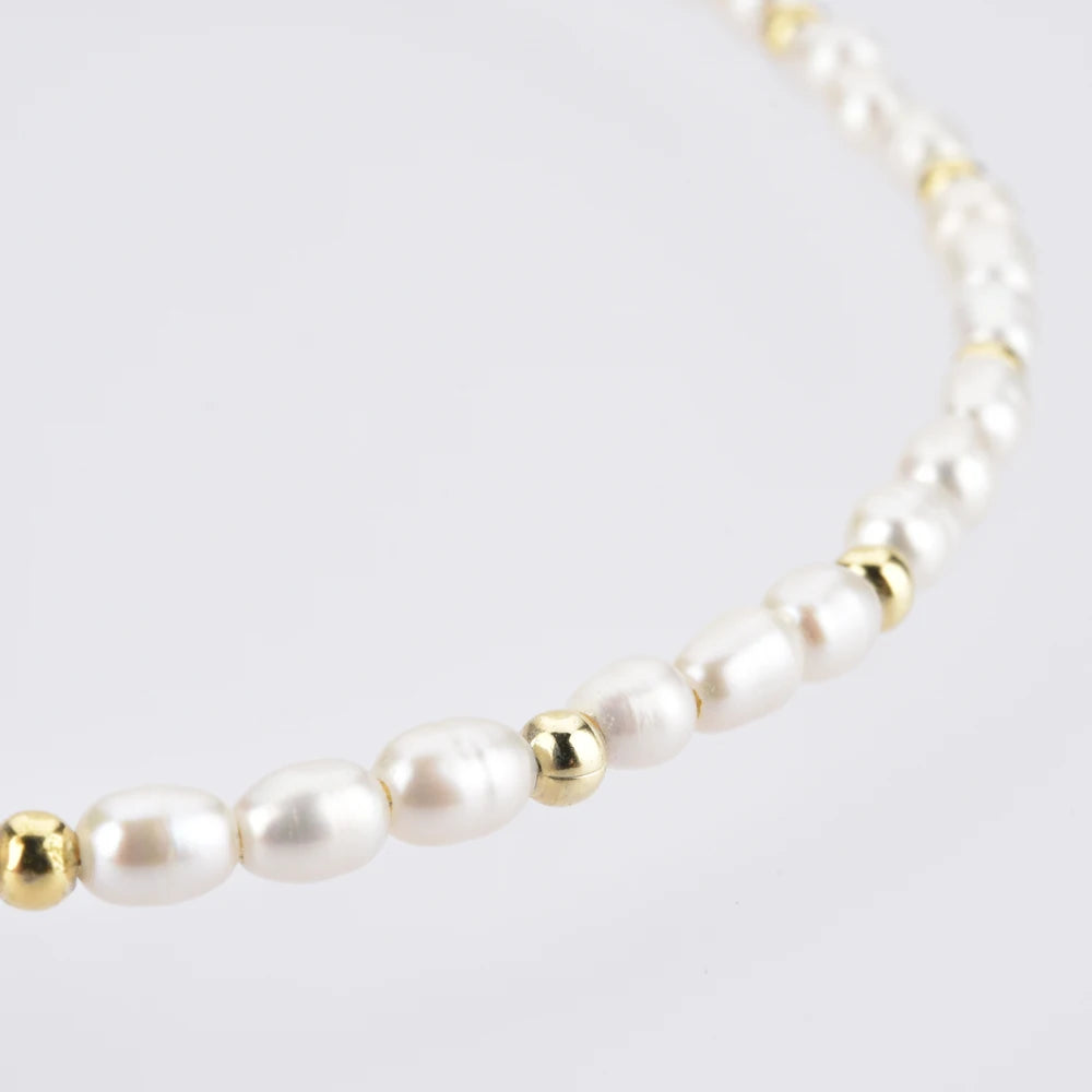 925 Sterling Silver Gold Pearl Beads Natural Pearls Necklace Luxury  Jewelry