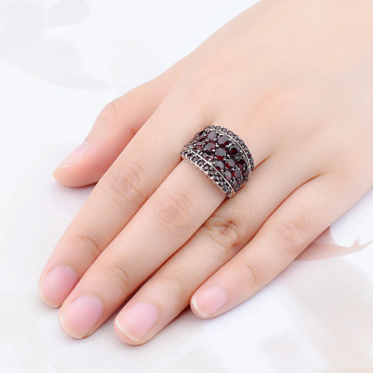 Silver Garnet Ring 925 Jewelry