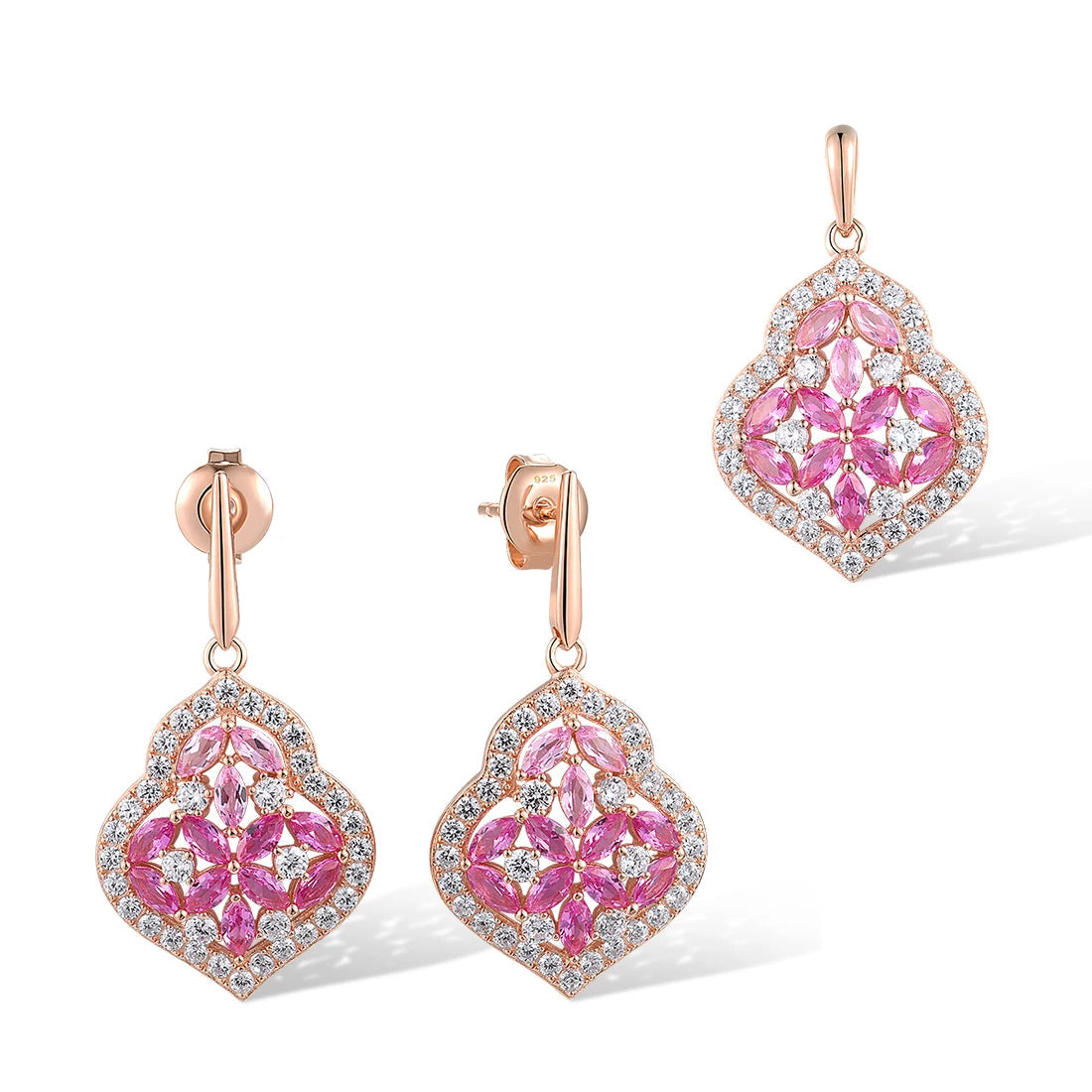 925 Sterling Silver Jewelry Set  Pink