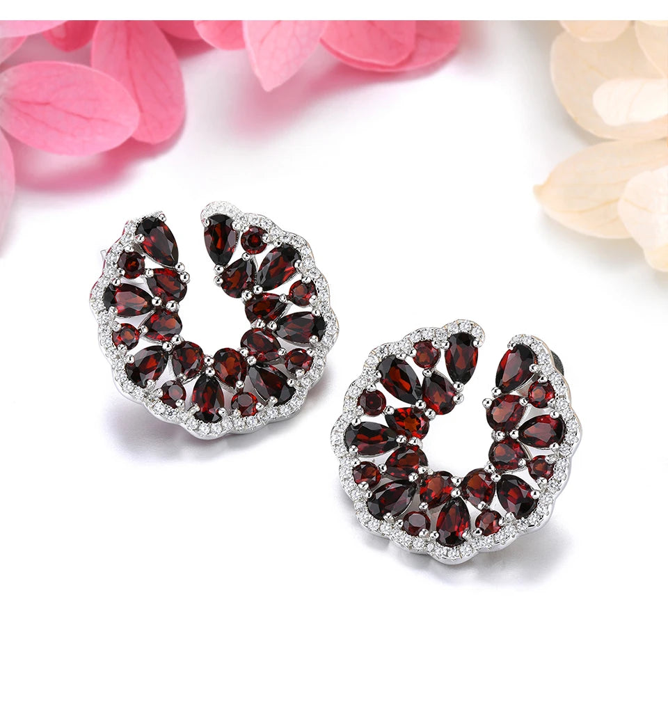 Natural Red Garnet Sterling Silver