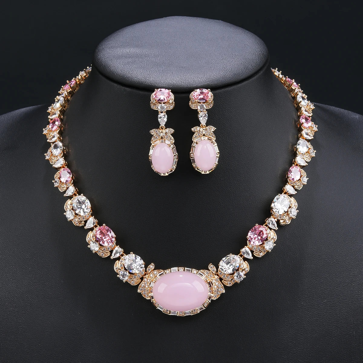 Beautiful Pink Purple  Zirconia Set  Jewelry